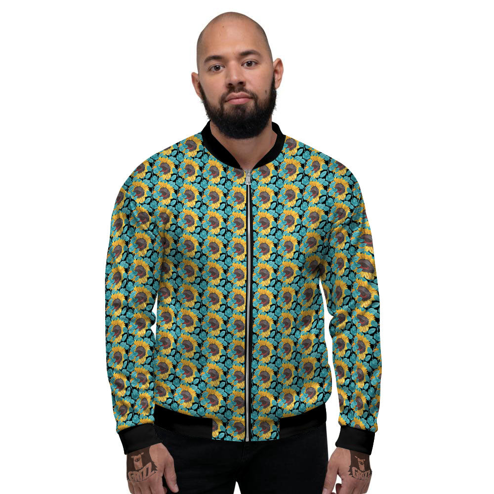 Sunflower Blue Print Pattern Men's Bomber Jacket-grizzshop
