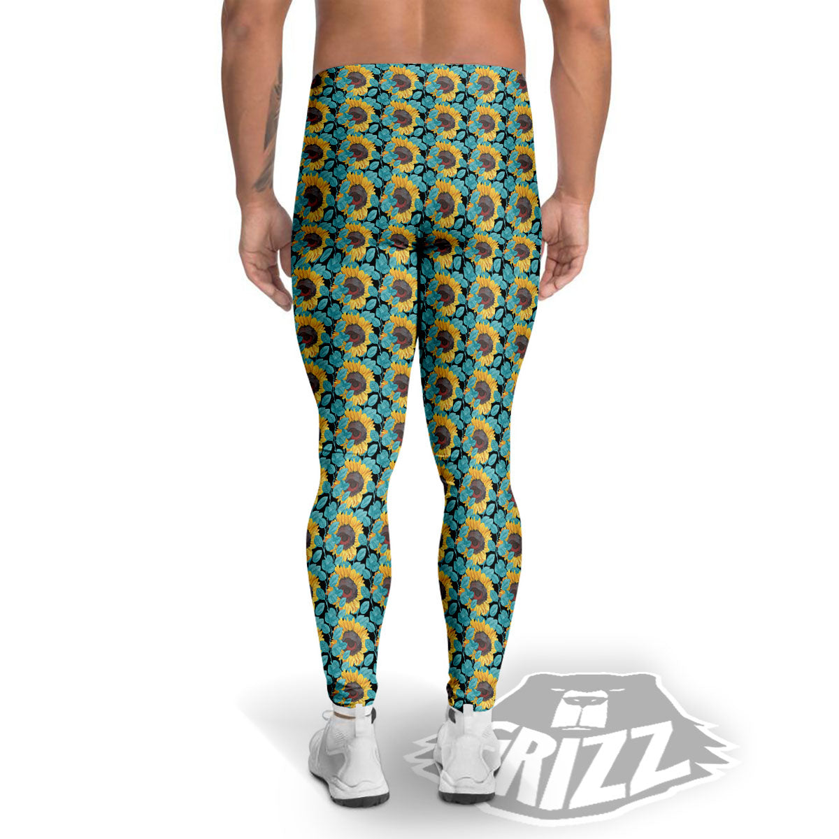 Sunflower Blue Print Pattern Men's Leggings-grizzshop
