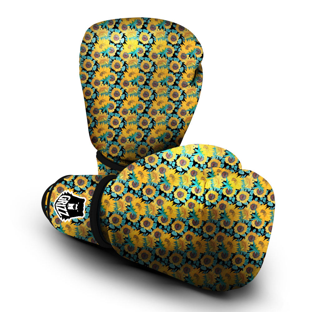 Sunflower Bright Print Pattern Boxing Gloves-grizzshop