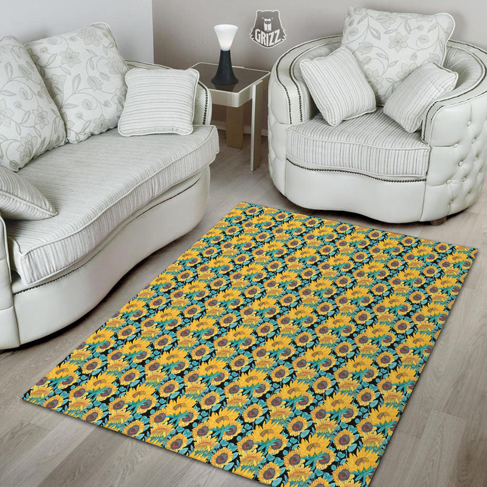 Sunflower Bright Print Pattern Floor Mat-grizzshop