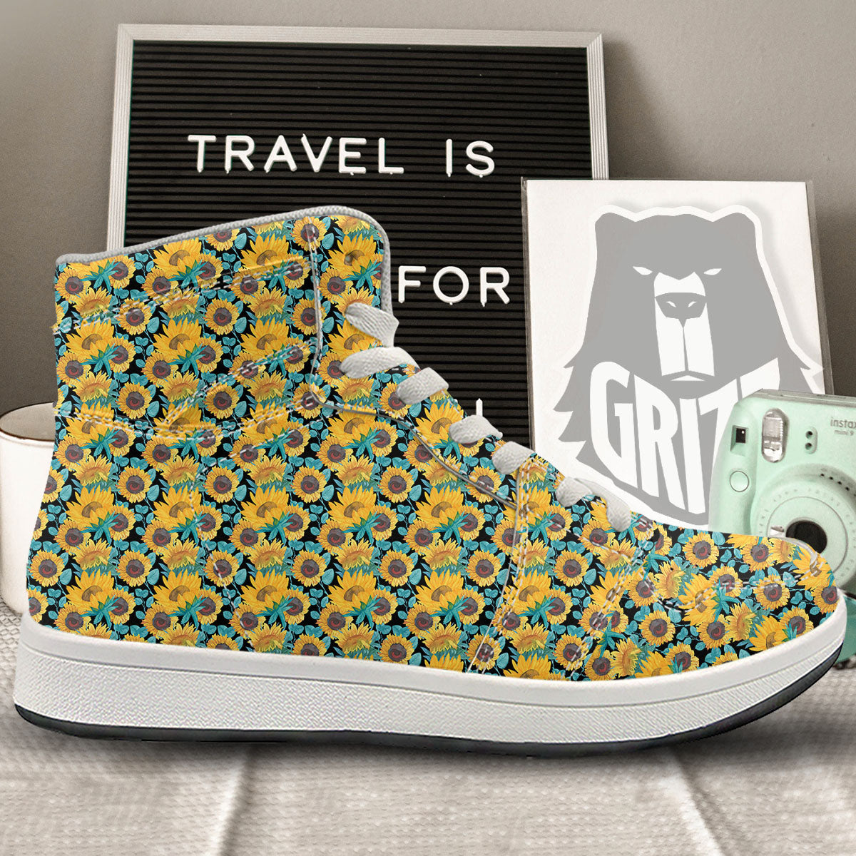 Sunflower Bright Print Pattern High Top Sneakers-grizzshop
