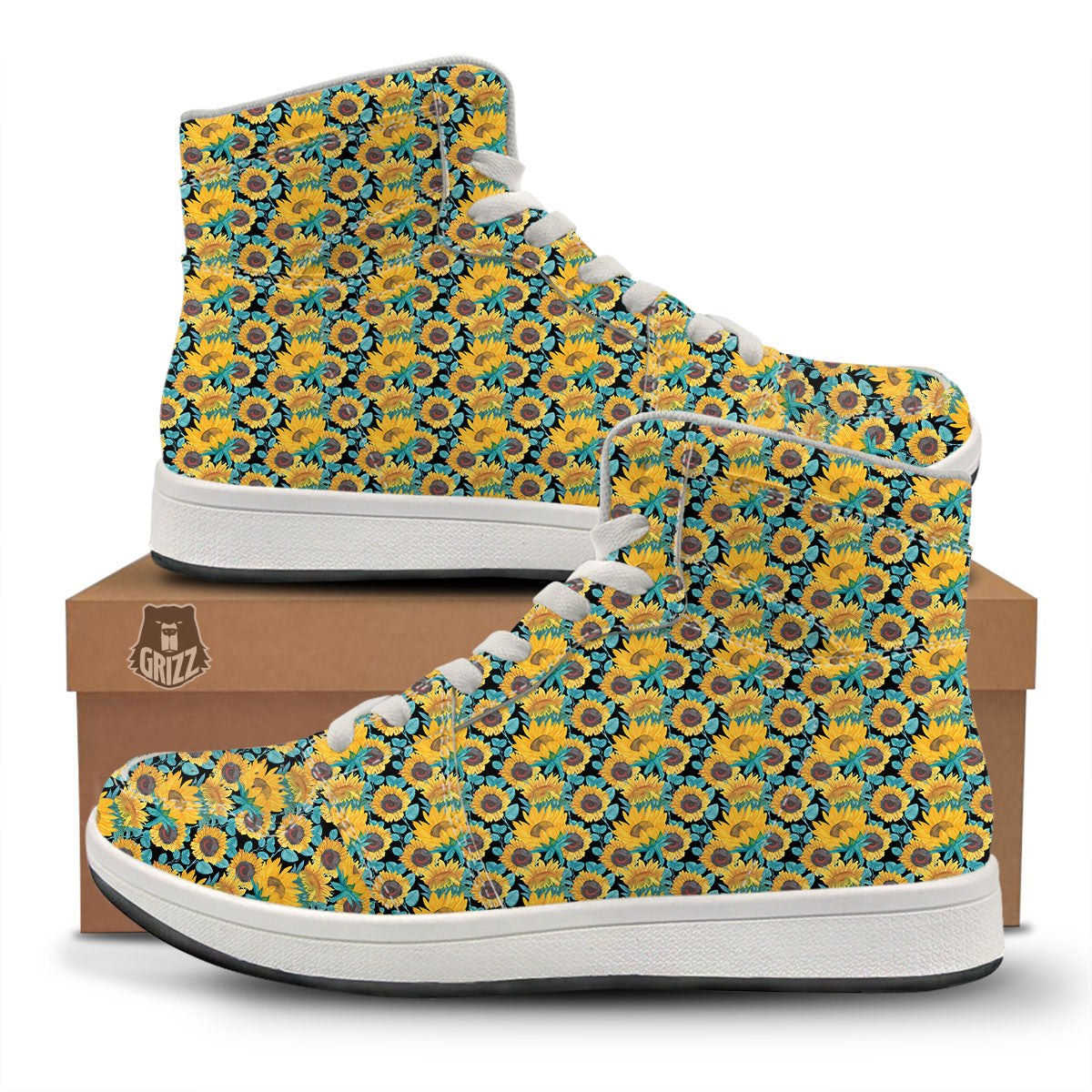 Sunflower Bright Print Pattern High Top Sneakers-grizzshop