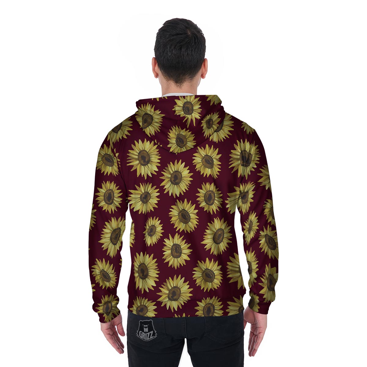 Sunflower Brown Men's Zip Up Hoodie-grizzshop