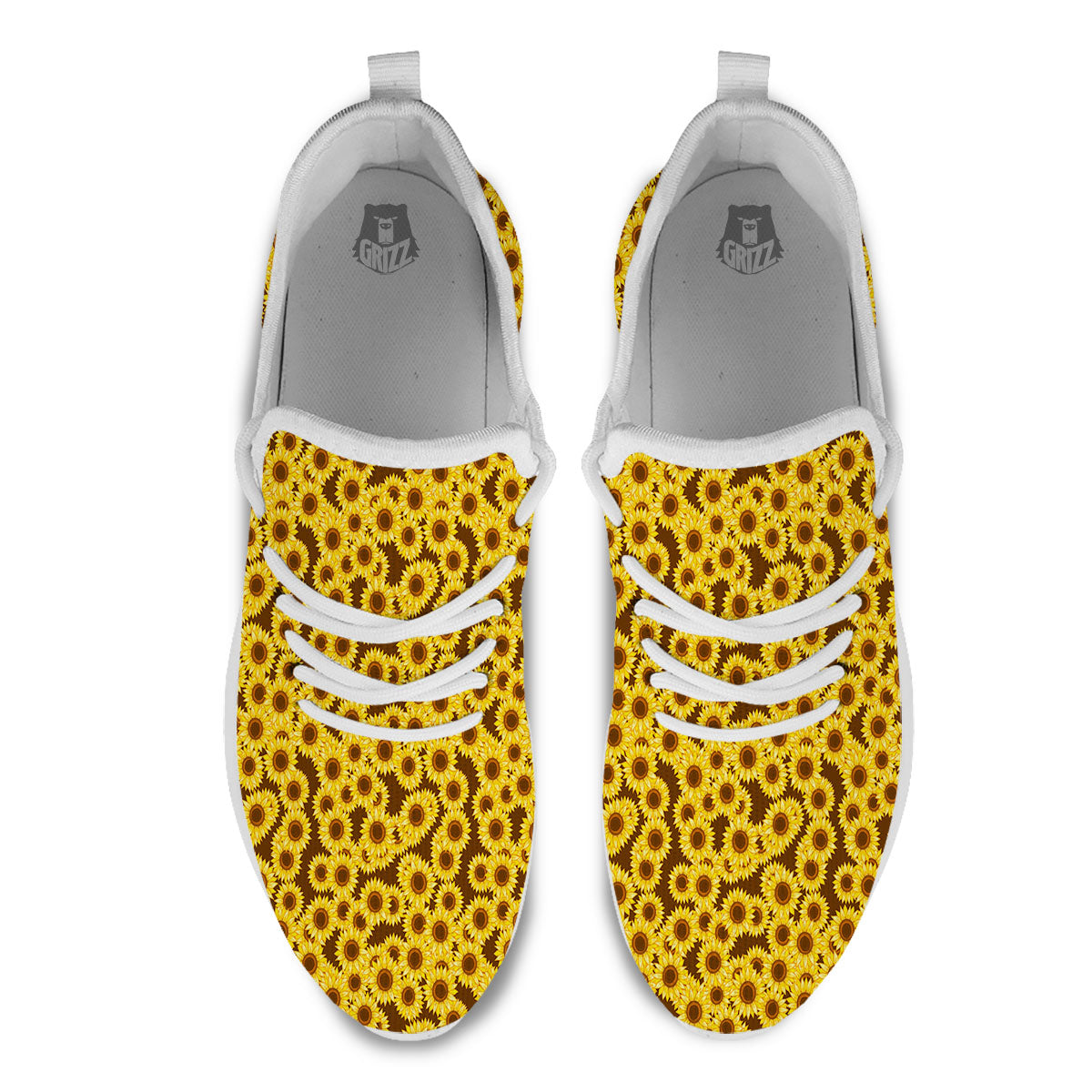 Sunflower Brown Print Pattern White Athletic Shoes-grizzshop