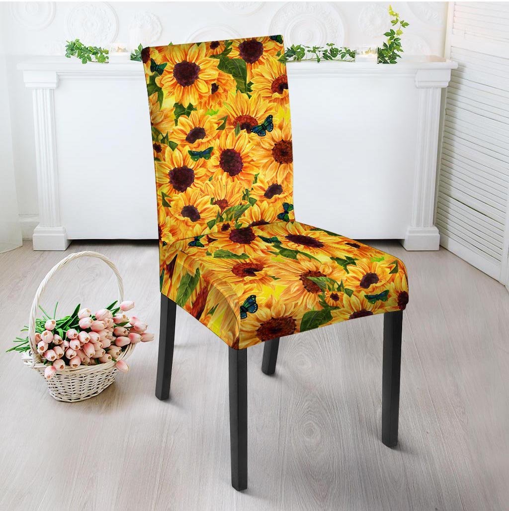 Sunflower Butterfly Chair Cover-grizzshop