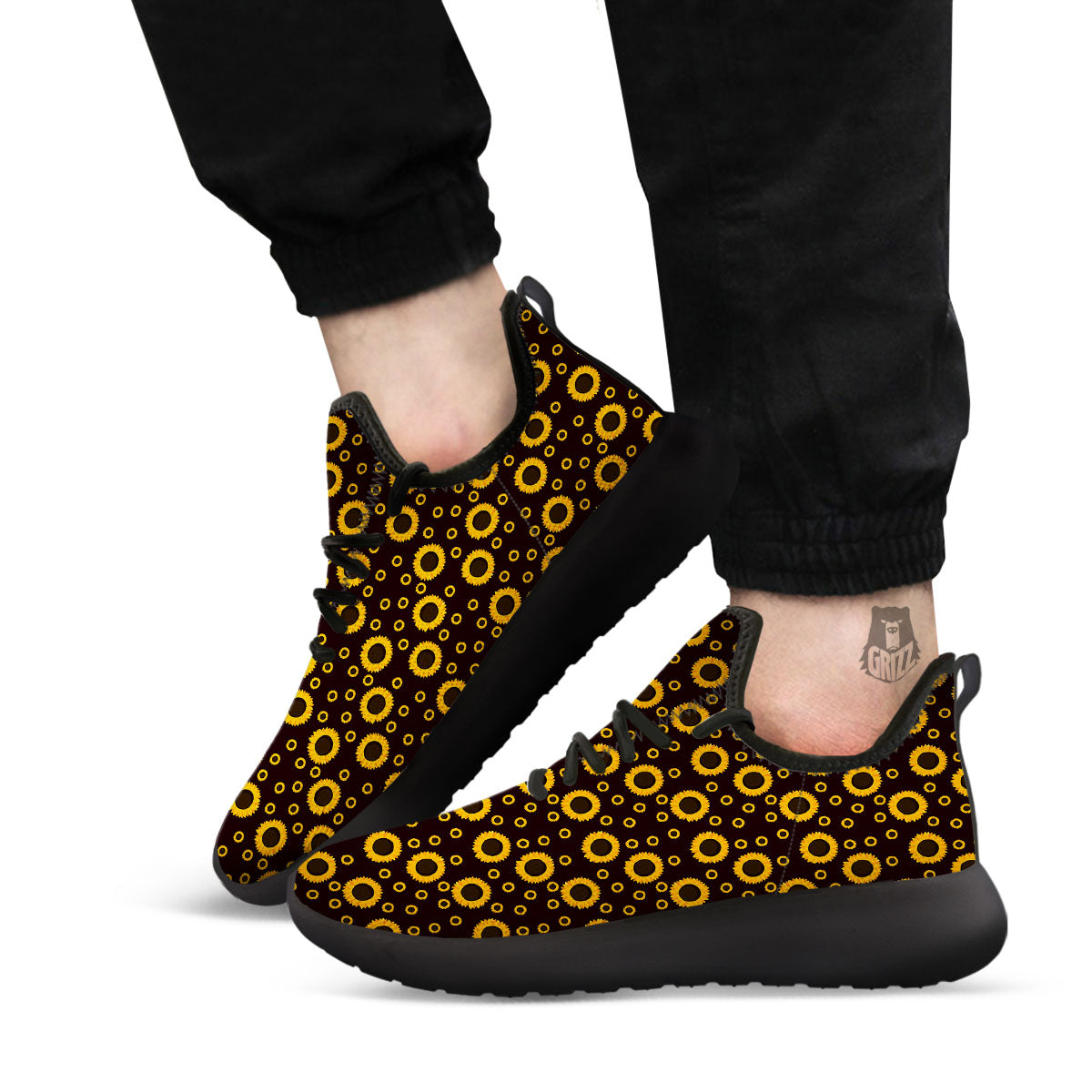 Sunflower Dark Print Pattern Black Athletic Shoes-grizzshop