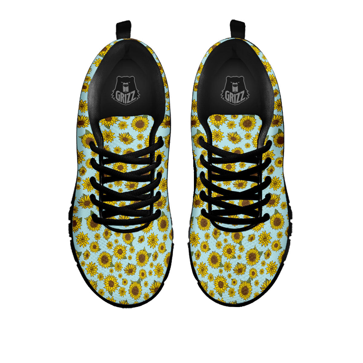 Sunflower Doodle Print Pattern Black Sneaker-grizzshop