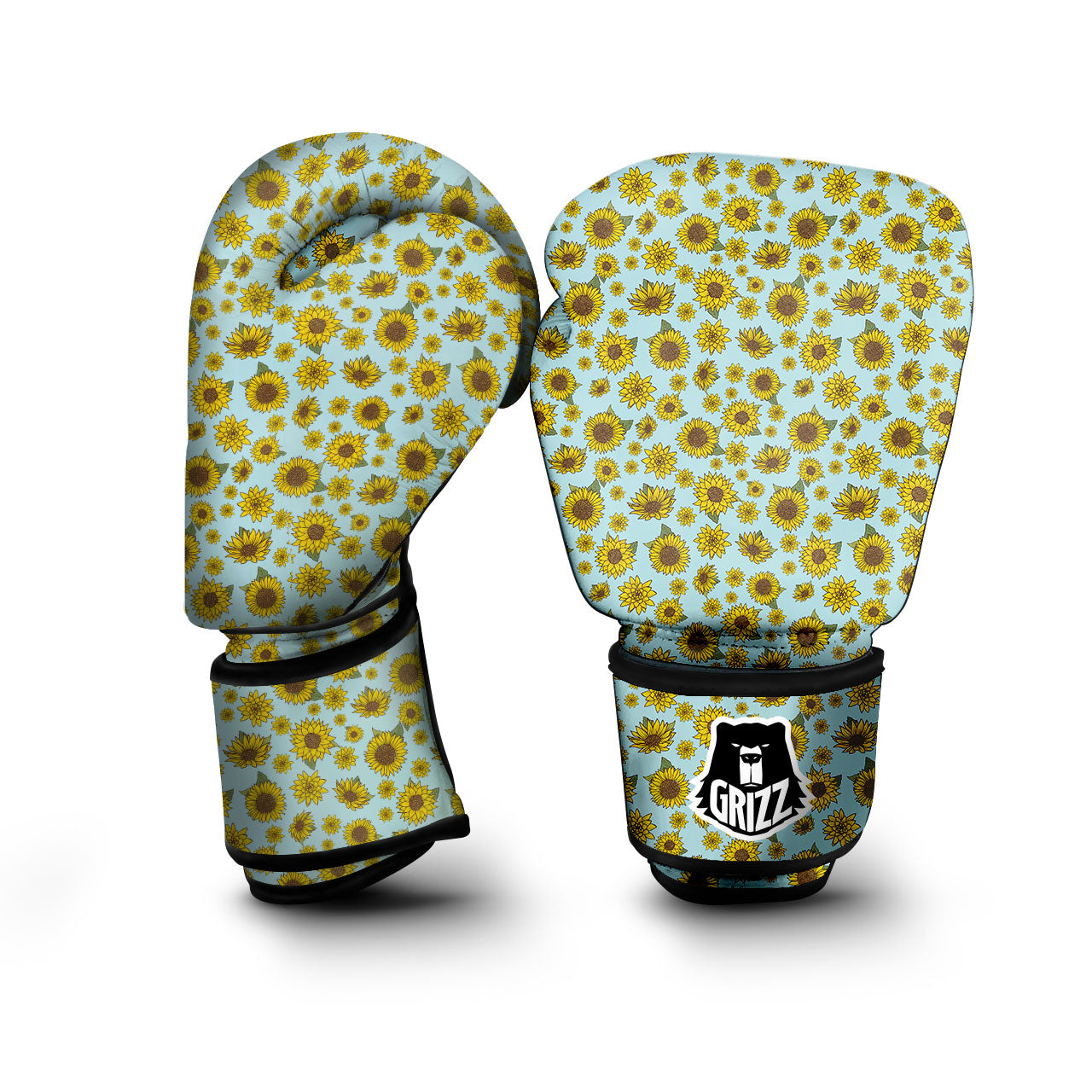 Sunflower Doodle Print Pattern Boxing Gloves-grizzshop