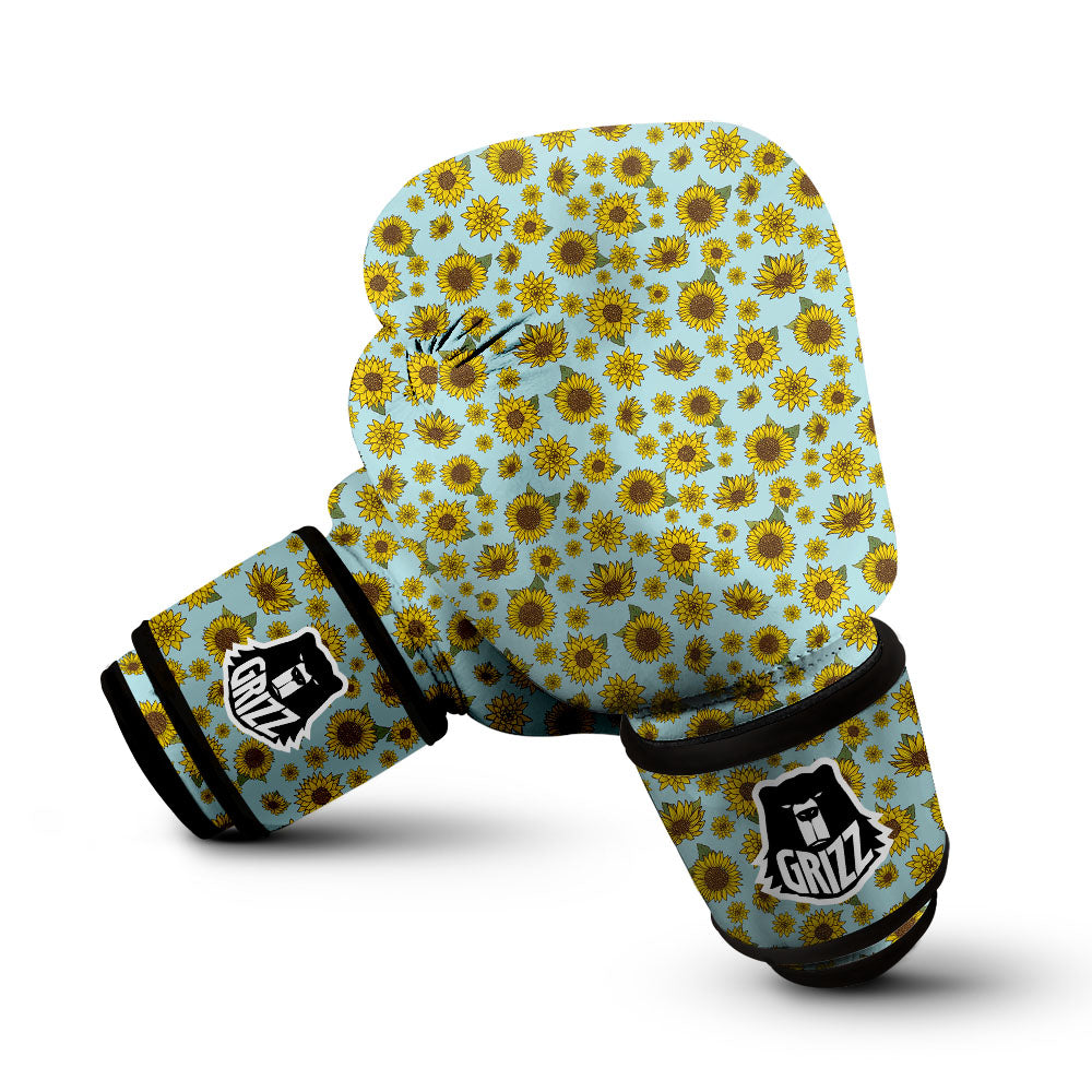 Sunflower Doodle Print Pattern Boxing Gloves-grizzshop