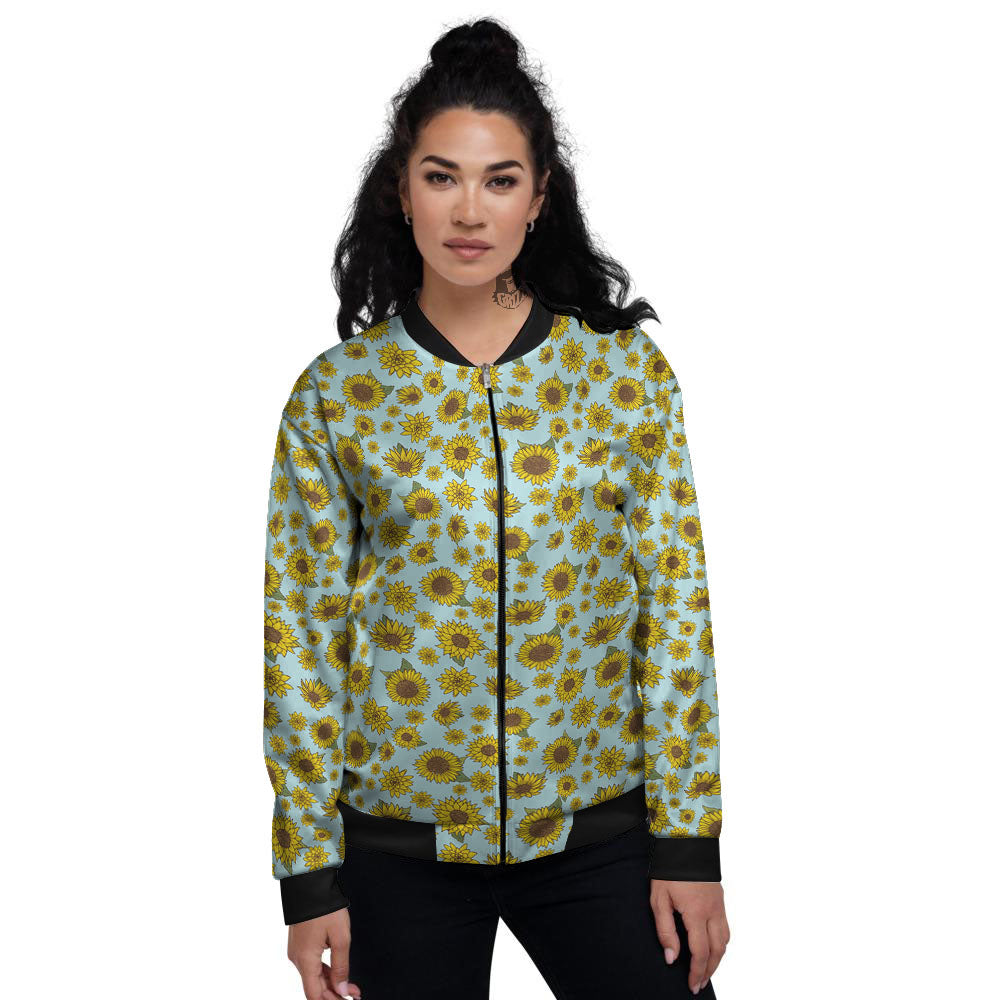Sunflower Doodle Print Pattern Women's Bomber Jacket-grizzshop