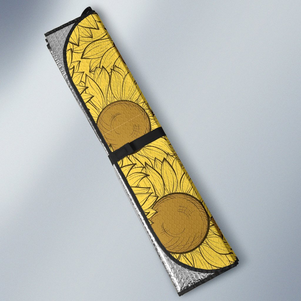 Sunflower Drawing Print Pattern Car Sun Shade-grizzshop