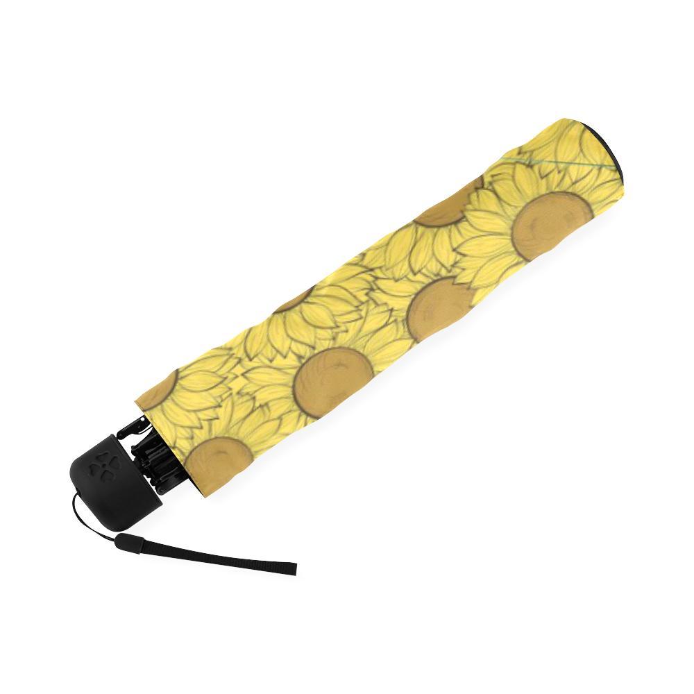 Sunflower Drawing Print Pattern Foldable Umbrella-grizzshop
