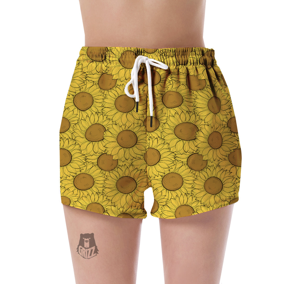 Sunflower Drawing Print Pattern Women's Shorts-grizzshop