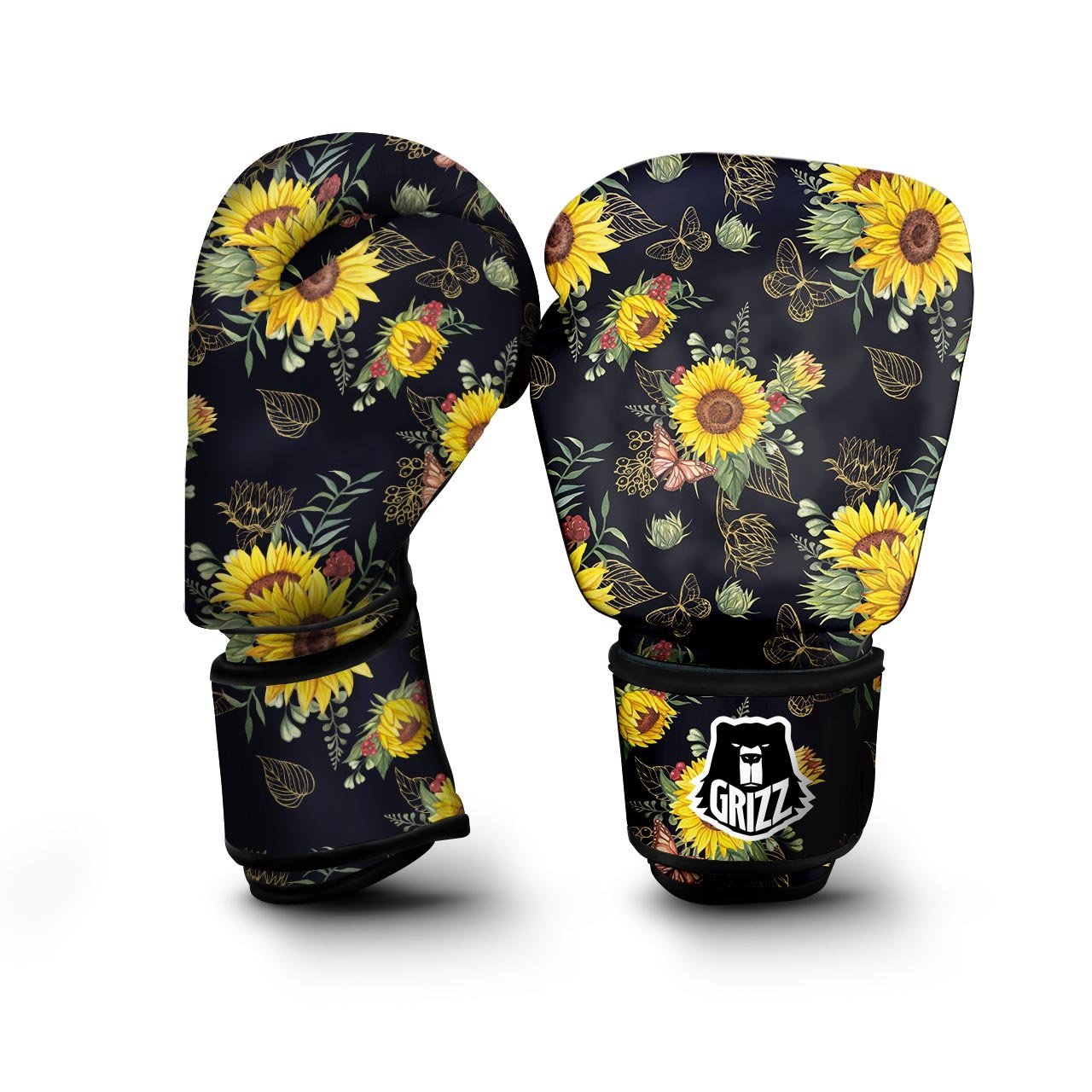 Sunflower Field Print Pattern Boxing Gloves-grizzshop