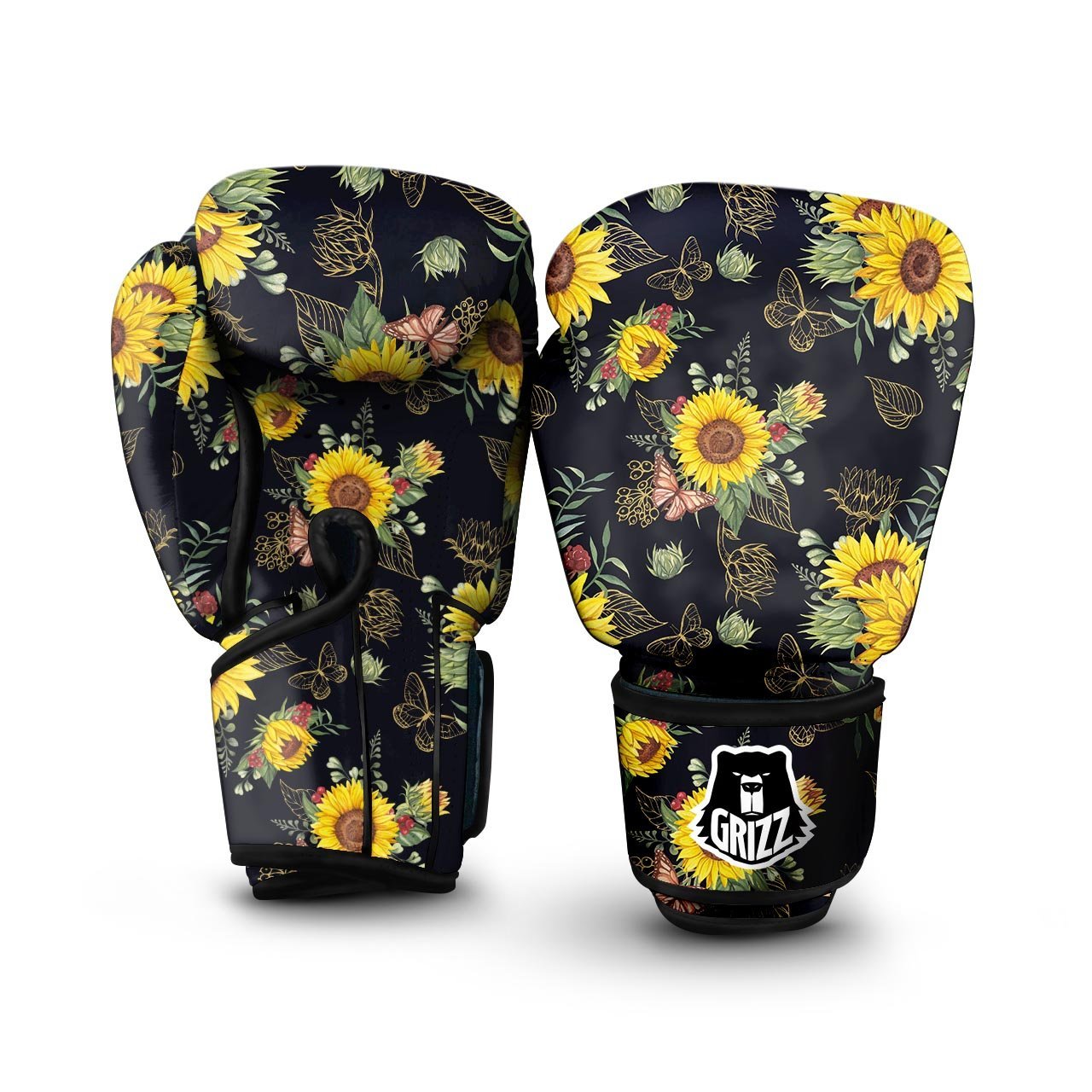 Sunflower Field Print Pattern Boxing Gloves-grizzshop