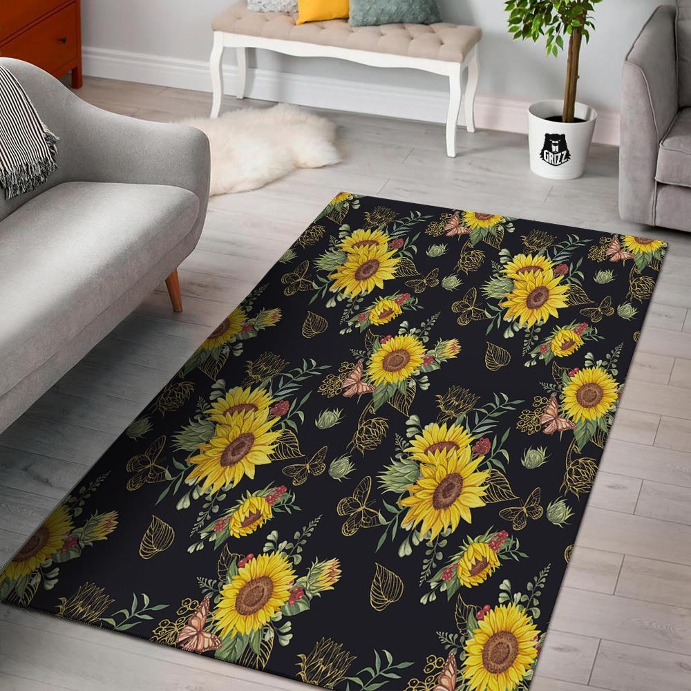 Sunflower Field Print Pattern Floor Mat-grizzshop