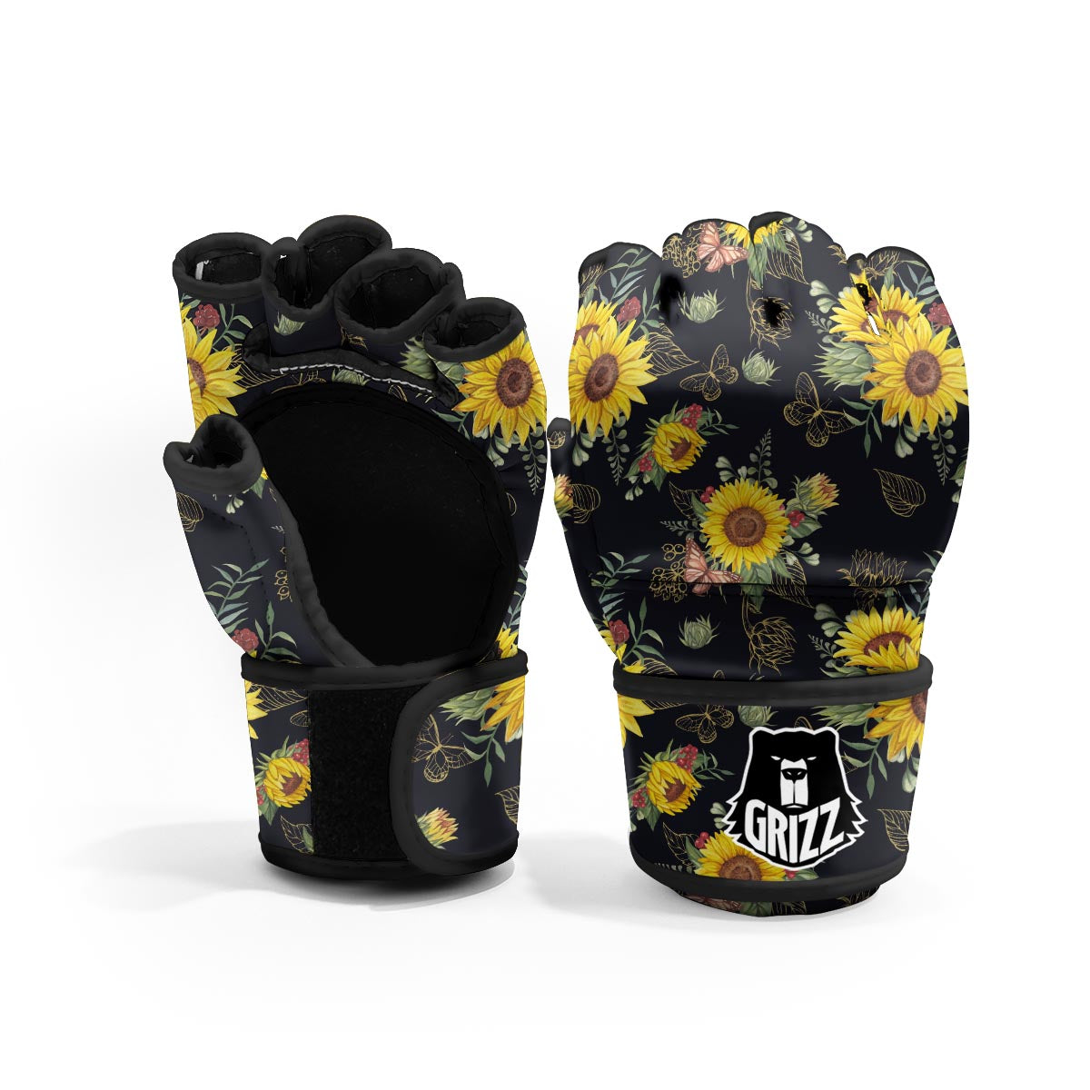 Sunflower Field Print Pattern MMA Gloves-grizzshop