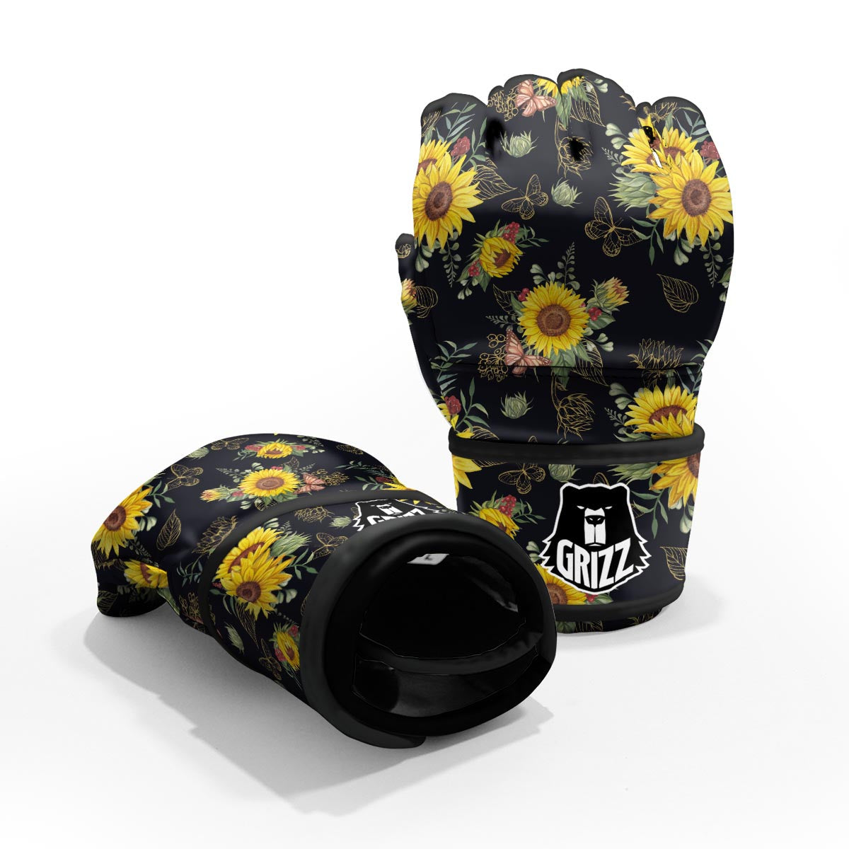 Sunflower Field Print Pattern MMA Gloves-grizzshop