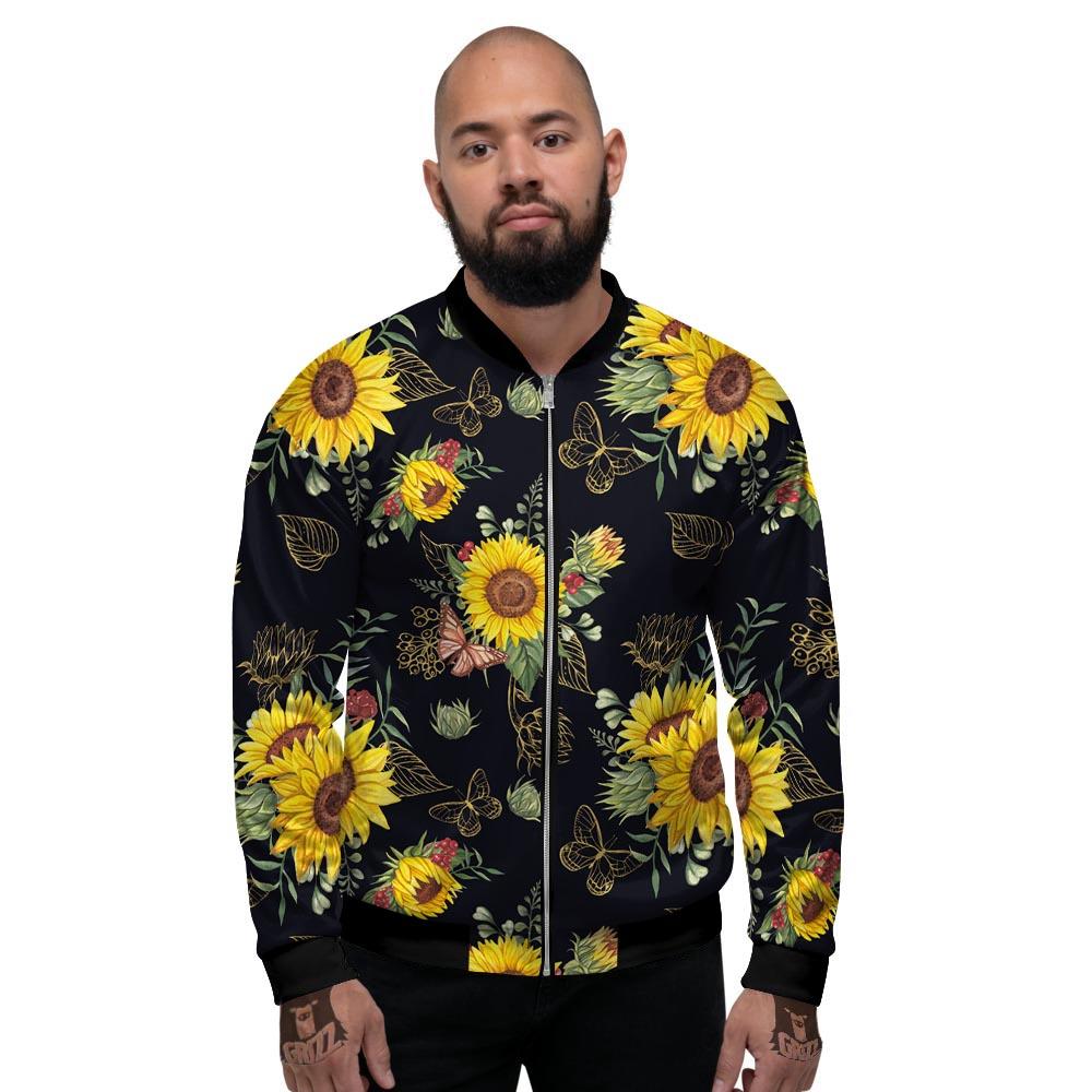 Sunflower Field Print Pattern Men's Bomber Jacket-grizzshop