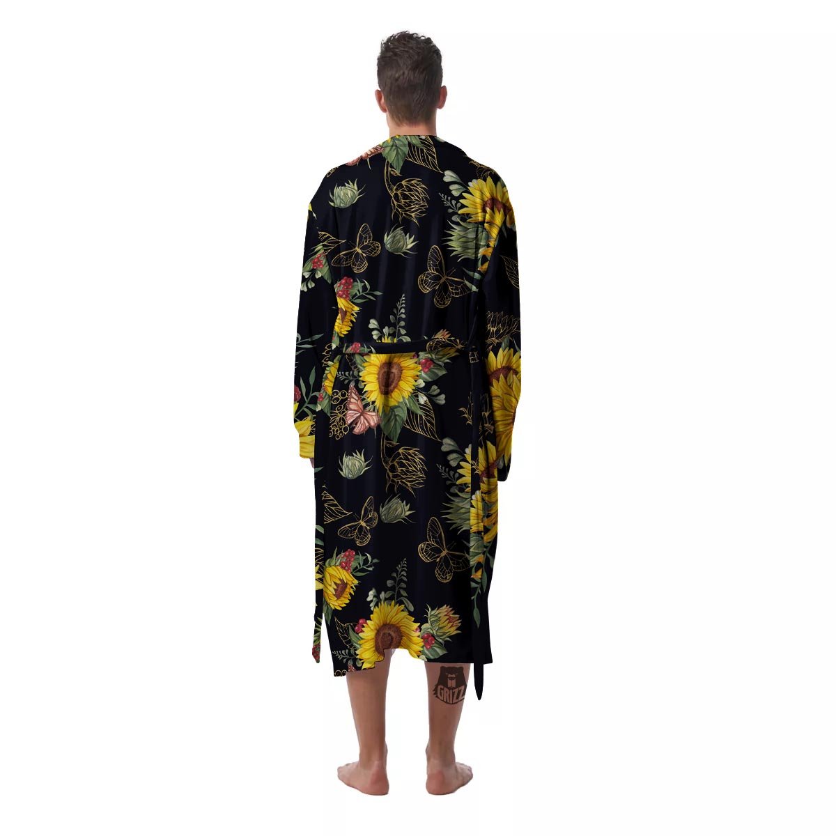 Sunflower Field Print Pattern Men's Robe-grizzshop