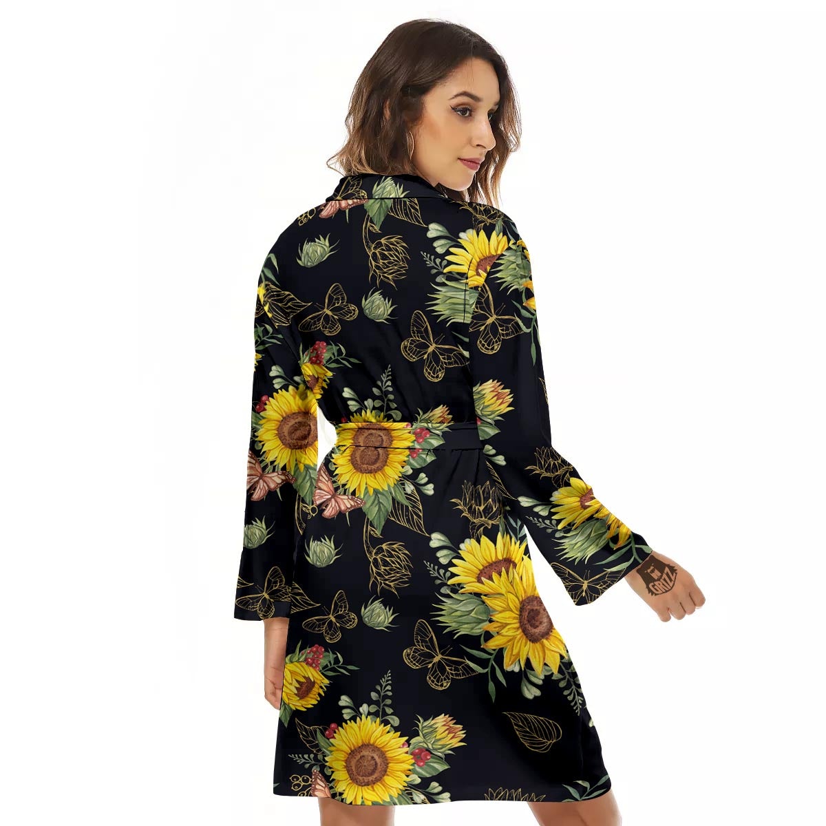 Sunflower Field Print Pattern Women's Robe-grizzshop