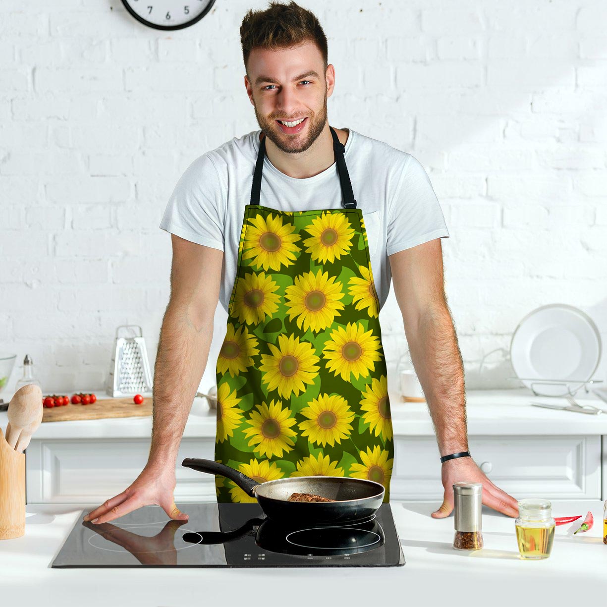Sunflower Flower Print Men's Apron-grizzshop