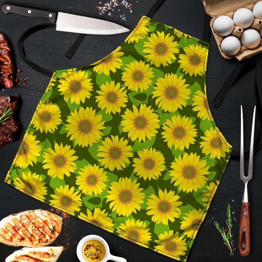 Sunflower Flower Print Men's Apron-grizzshop