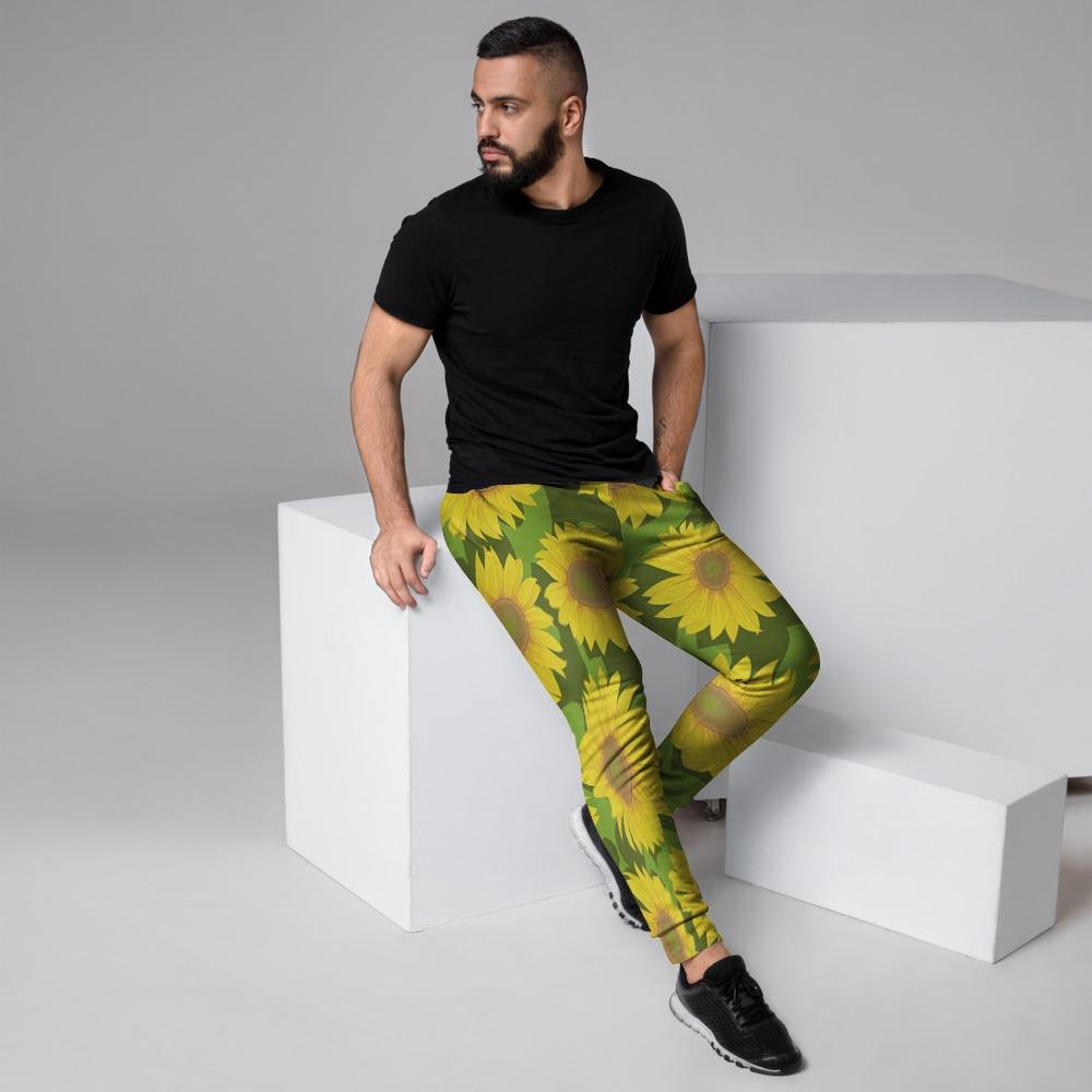 Sunflower Flower Print Men's Joggers-grizzshop