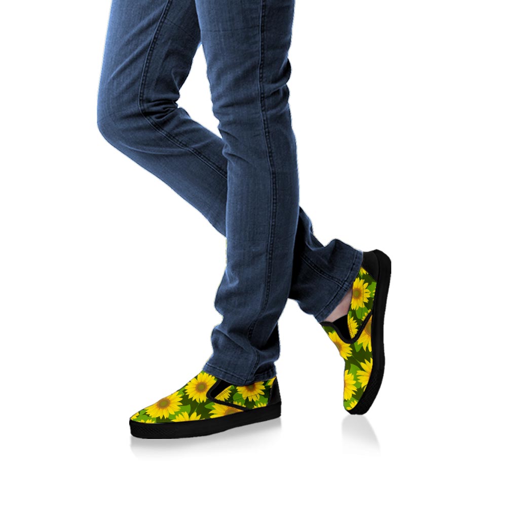 Sunflower Flower Print Women's Slip On Sneakers-grizzshop