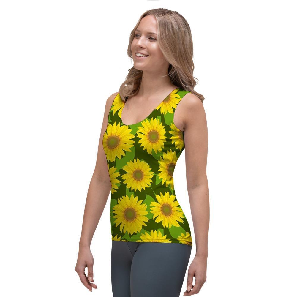 Sunflower Flower Print Women's Tank Top-grizzshop