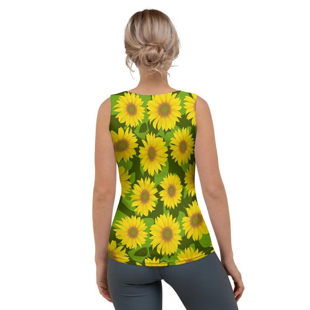 Sunflower Flower Print Women's Tank Top-grizzshop