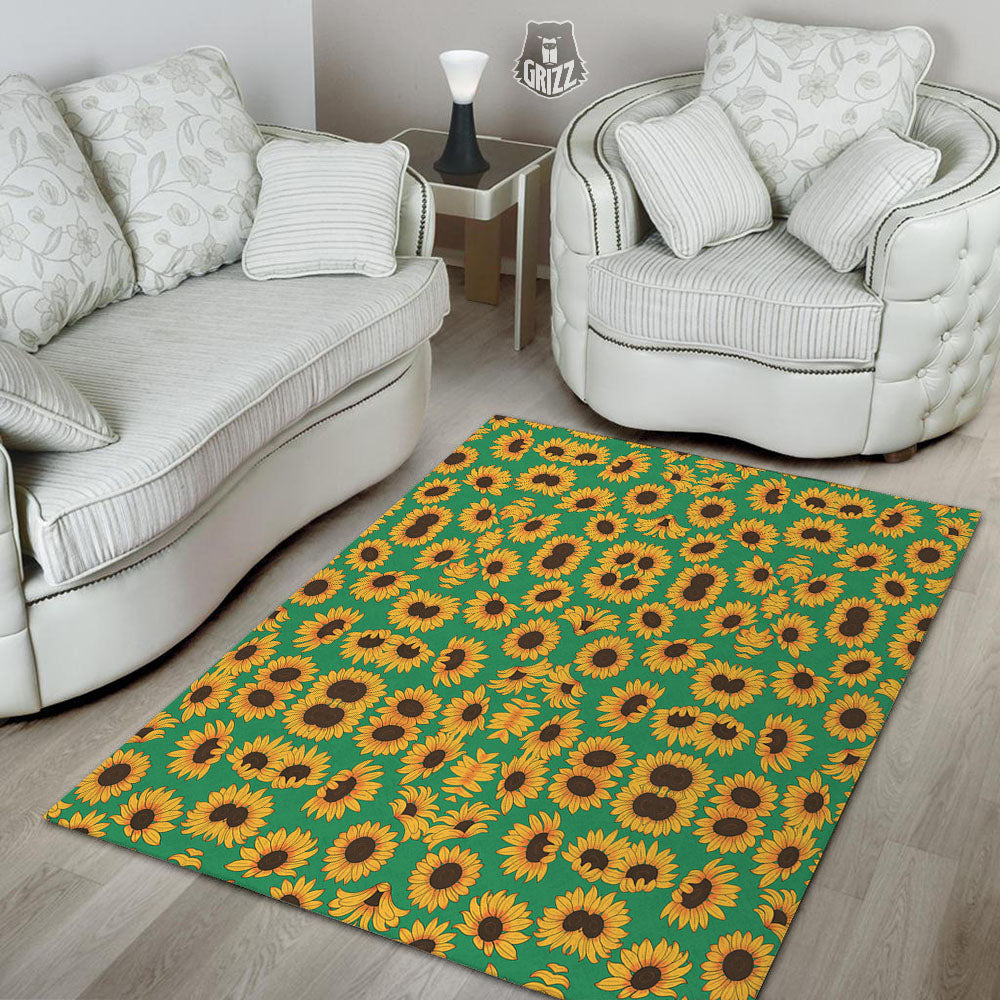 Sunflower Green Print Pattern Floor Mat-grizzshop