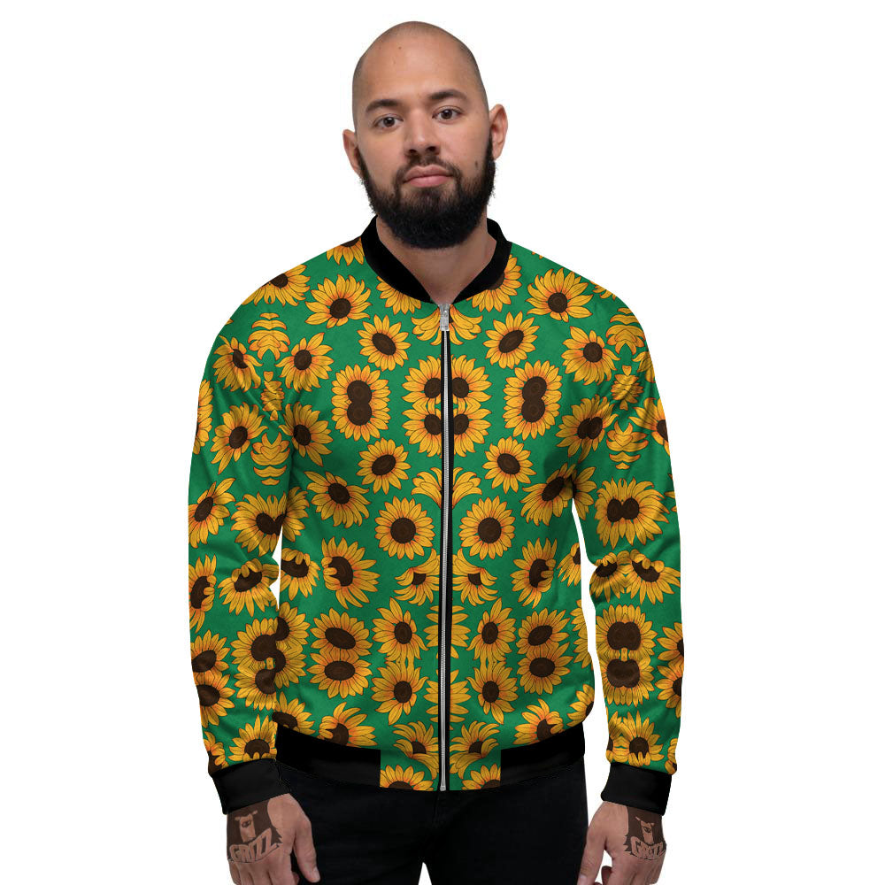 Sunflower Green Print Pattern Men's Bomber Jacket-grizzshop