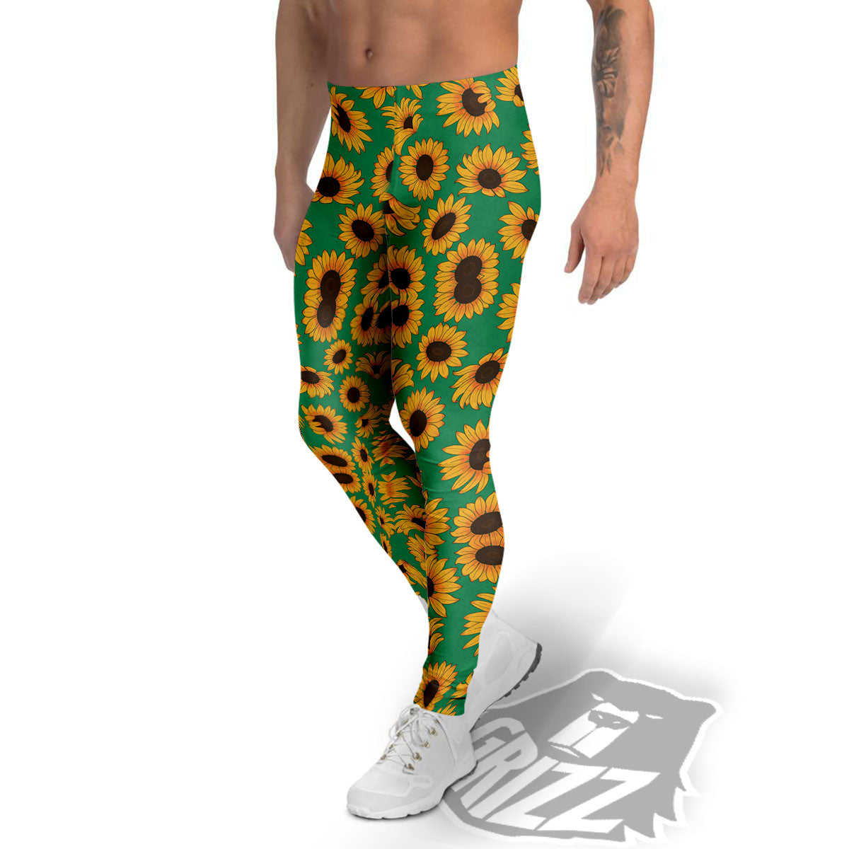 Sunflower Green Print Pattern Men's Leggings-grizzshop
