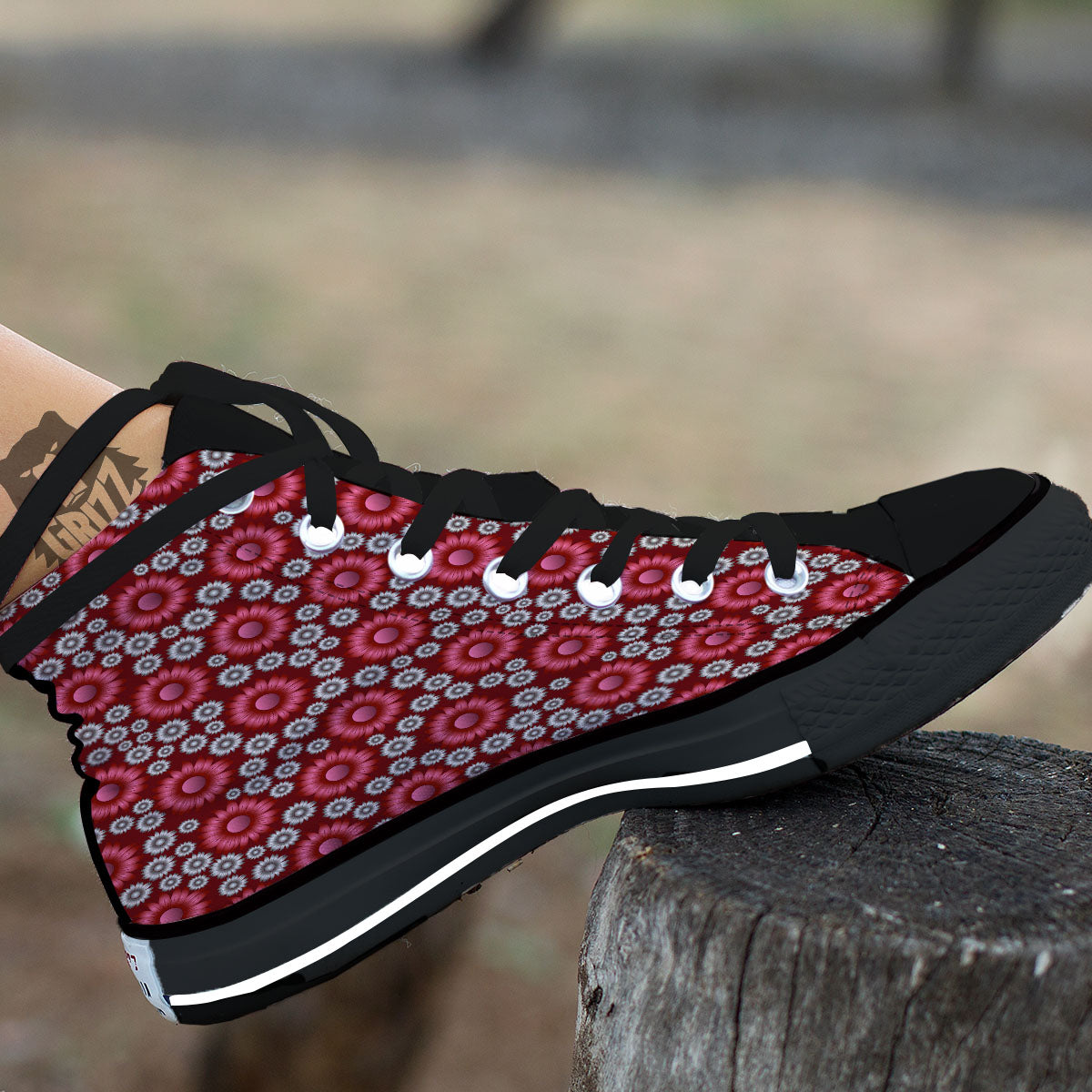 Sunflower Magenta Pink Print Pattern High Top Shoes-grizzshop