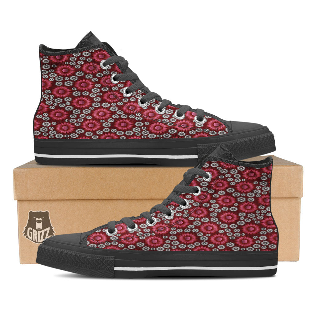 Sunflower Magenta Pink Print Pattern High Top Shoes-grizzshop