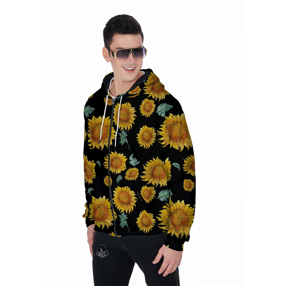 Sunflower Men's Zip Up Hoodie-grizzshop