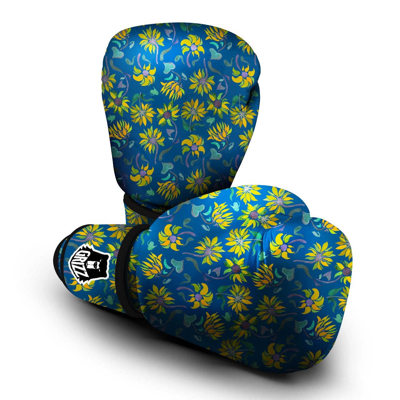Sunflower Navy Print Pattern Boxing Gloves-grizzshop