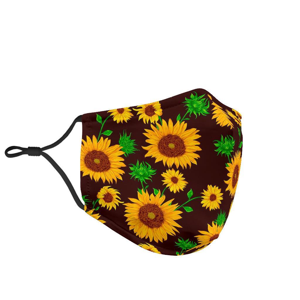 Sunflower Pattern Print Face Mask-grizzshop