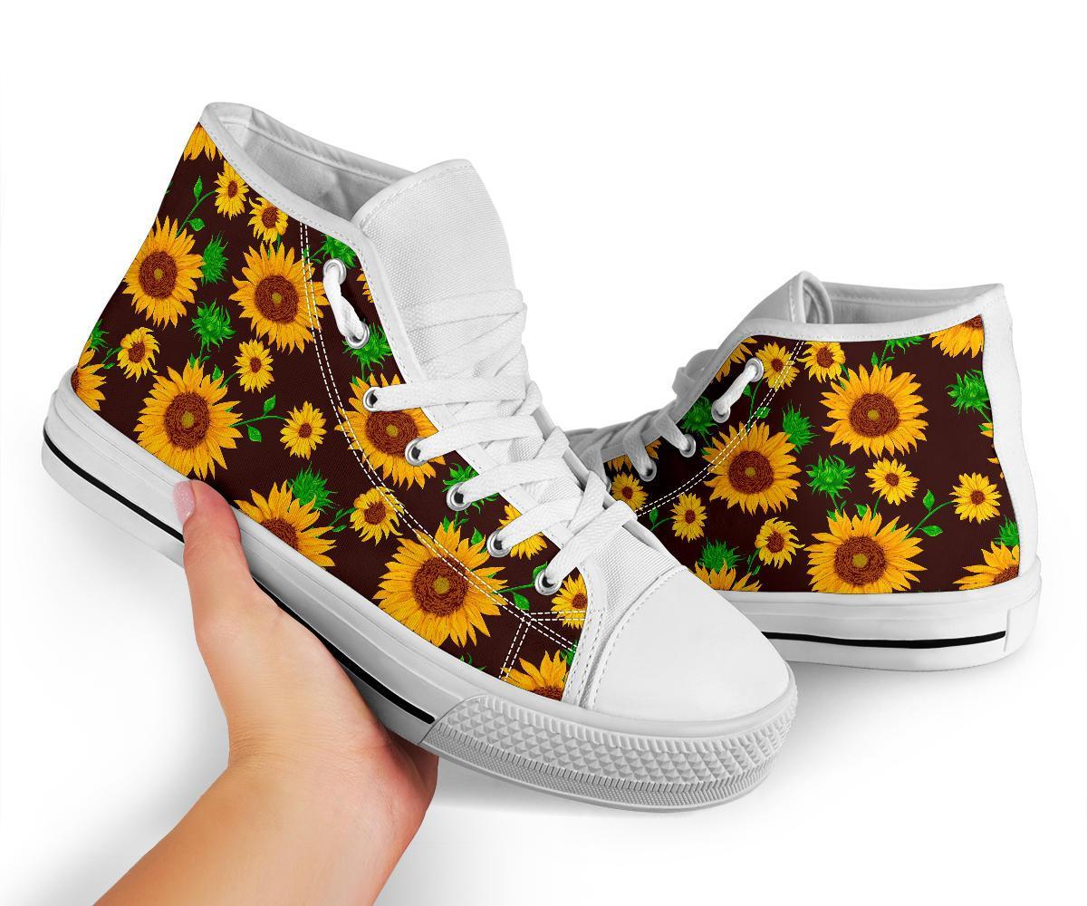 Sunflower Pattern Print Men Women's High Top Shoes-grizzshop