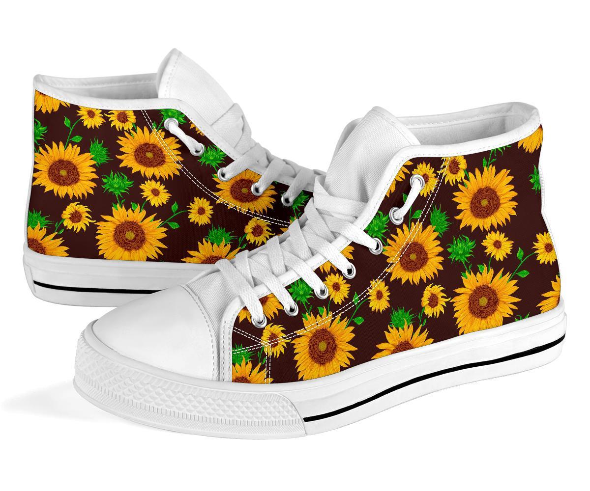 Sunflower Pattern Print Men Women's High Top Shoes-grizzshop