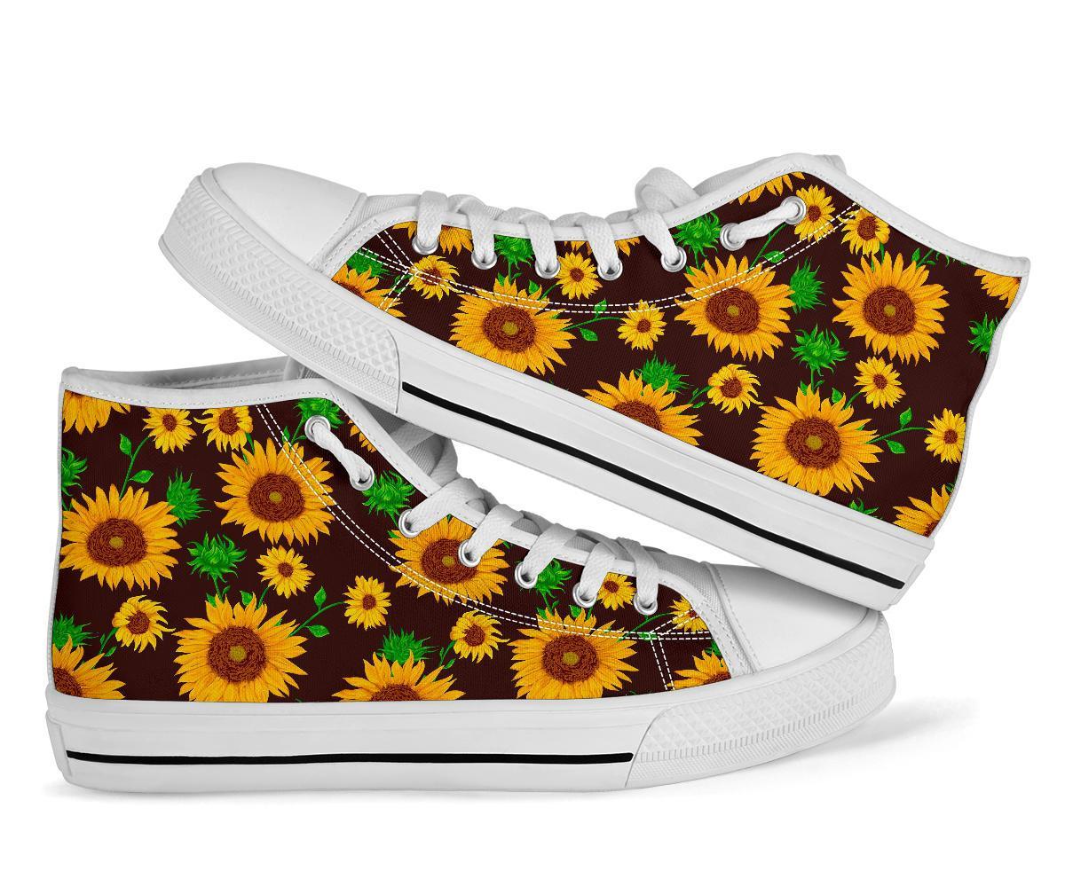 Sunflower Pattern Print Men Women's High Top Shoes-grizzshop