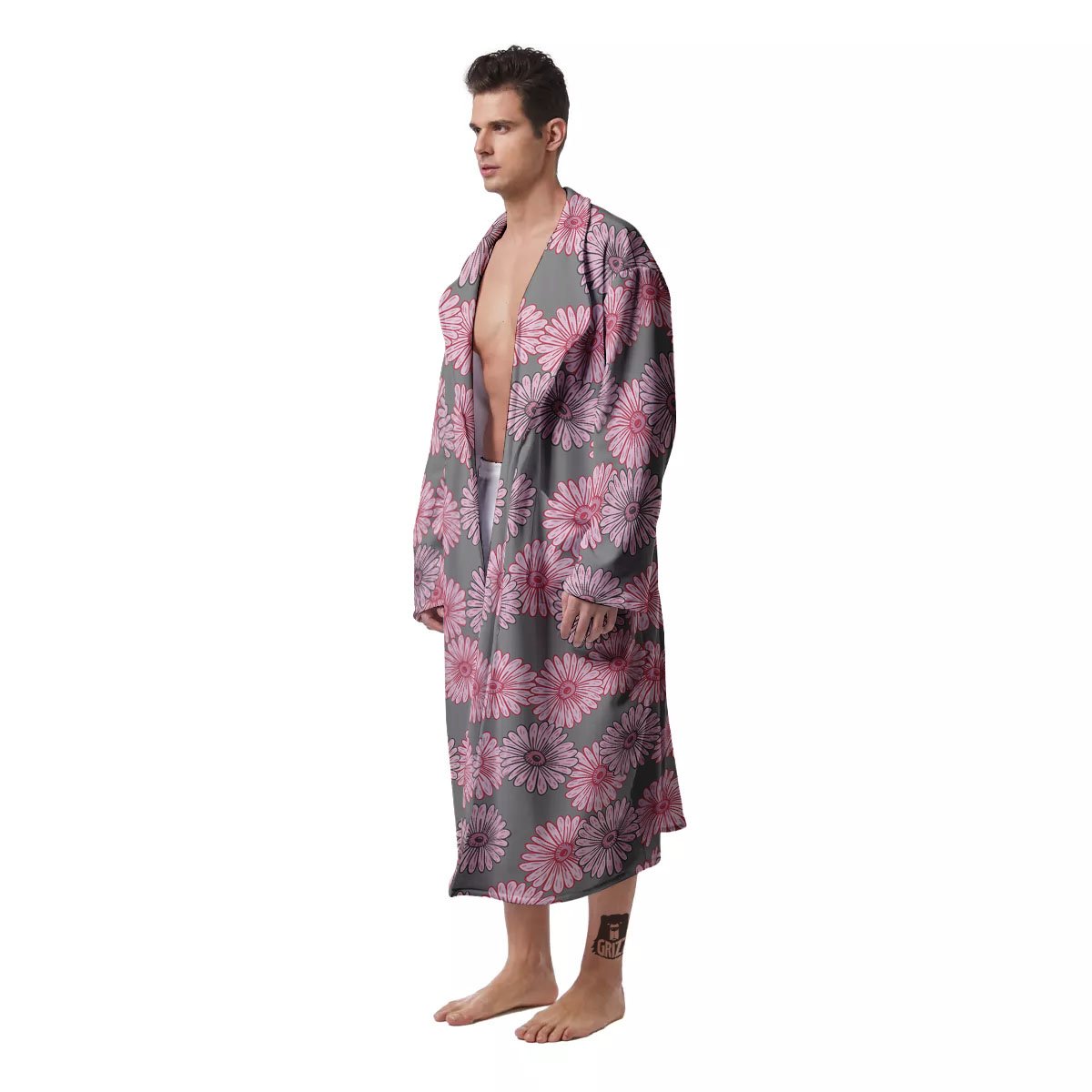 Sunflower Pink Print Pattern Men's Robe-grizzshop