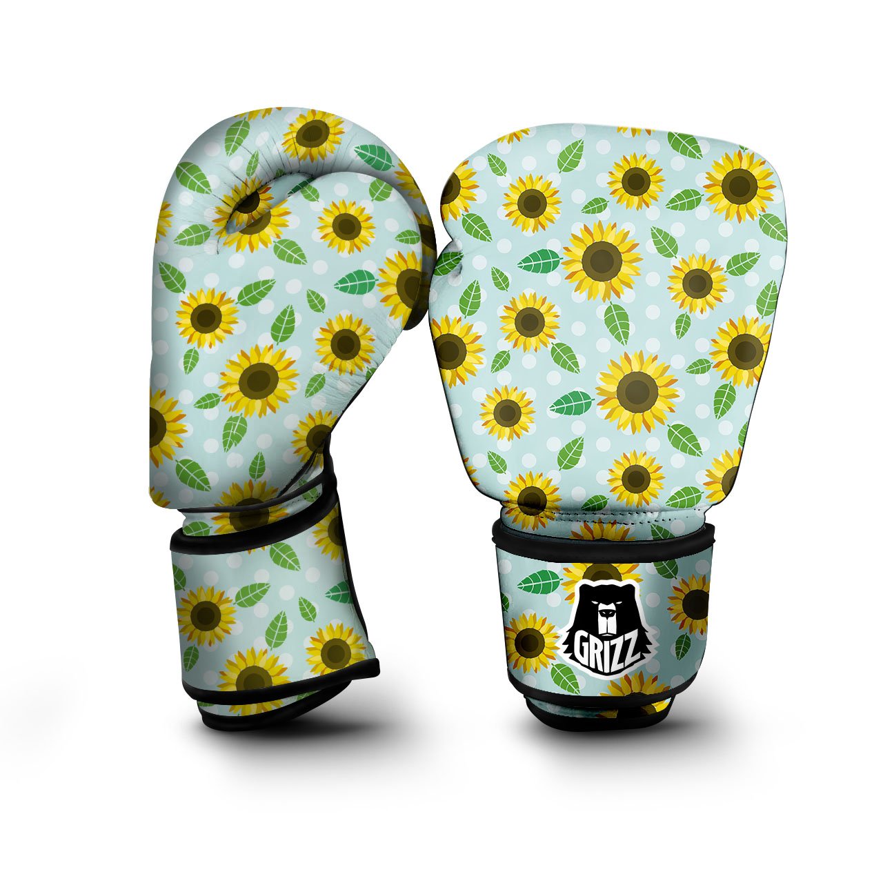 Sunflower Polka Dot Print Pattern Boxing Gloves-grizzshop
