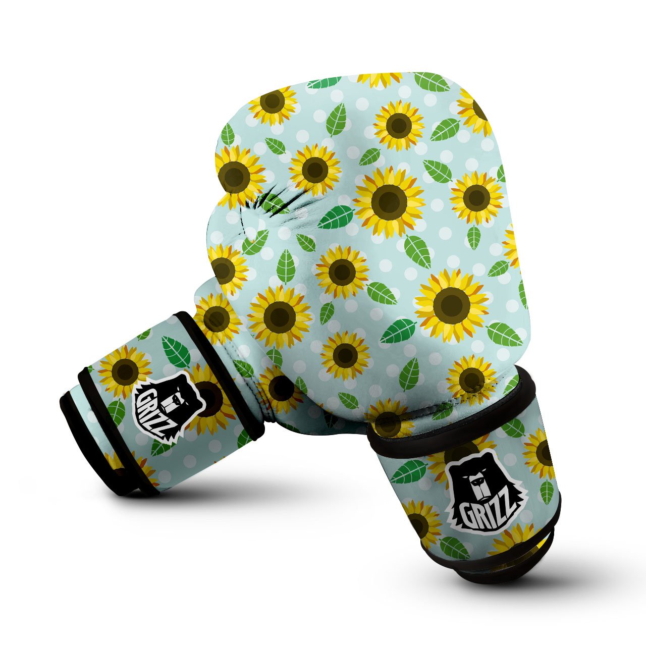 Sunflower Polka Dot Print Pattern Boxing Gloves-grizzshop