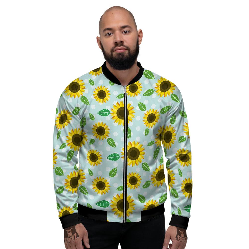 Sunflower Polka Dot Print Pattern Men's Bomber Jacket-grizzshop