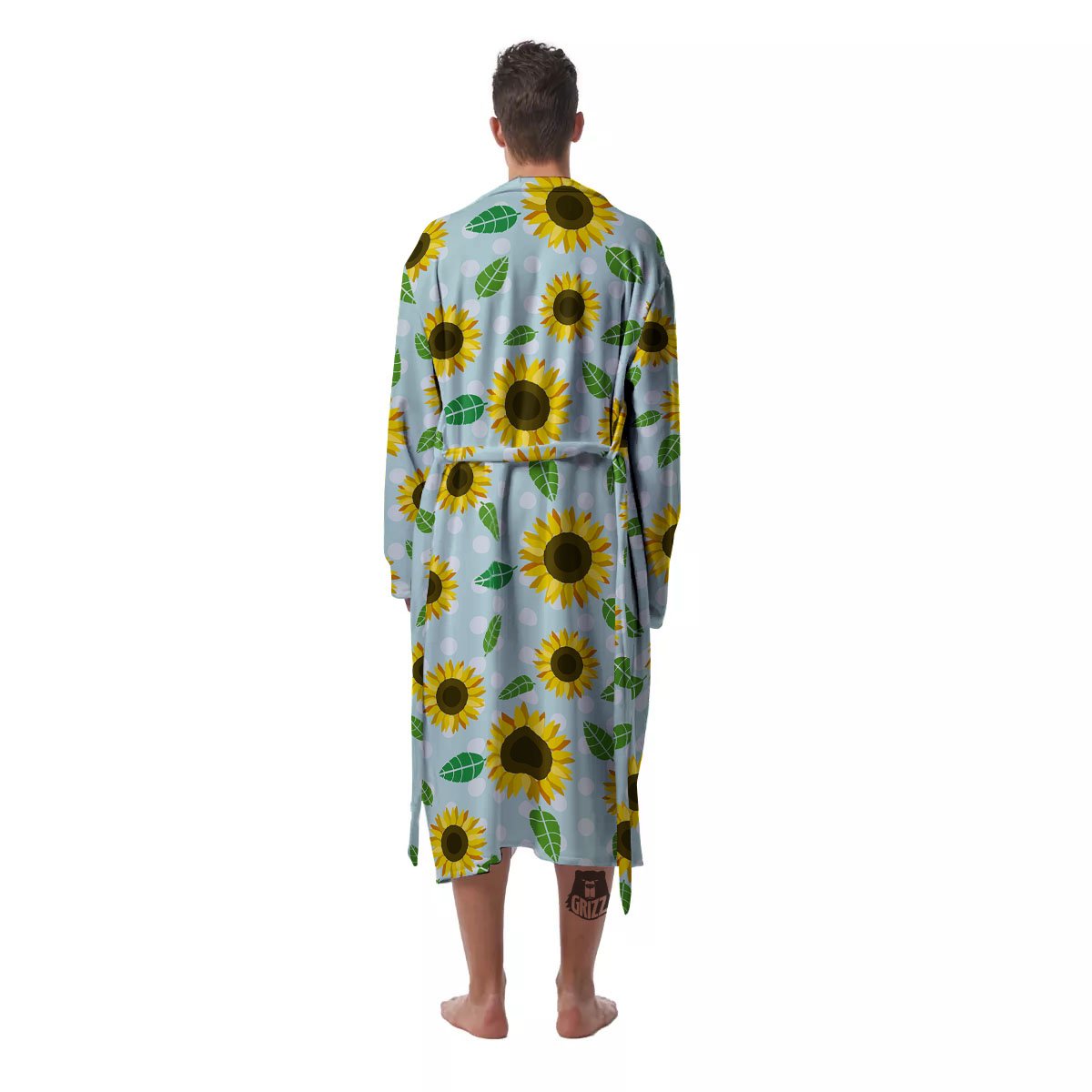Sunflower Polka Dot Print Pattern Men's Robe-grizzshop