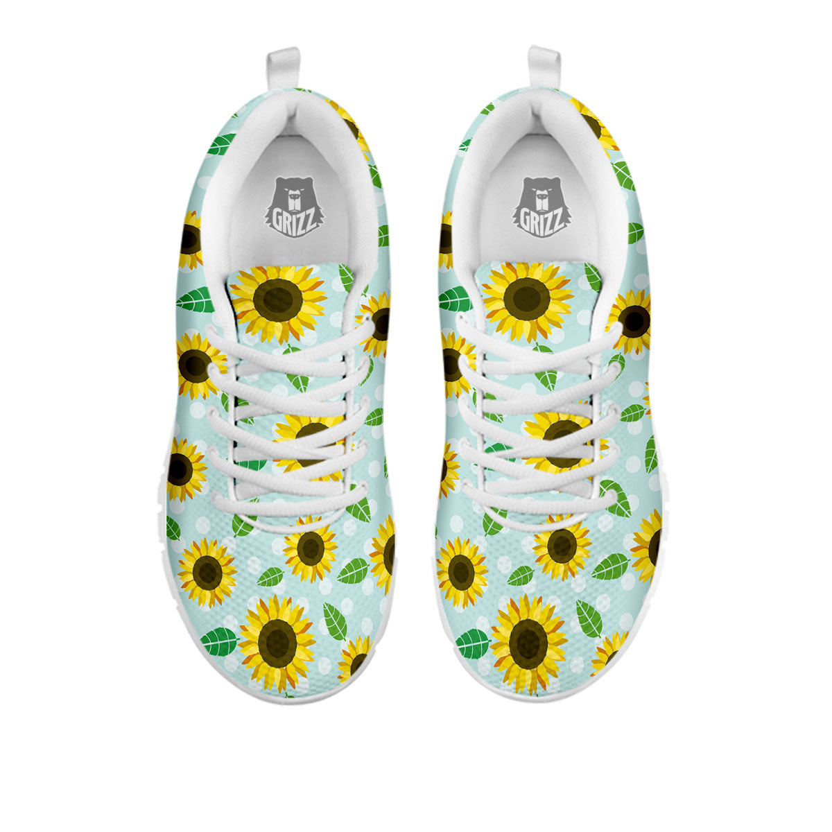 Sunflower Polka Dot Print Pattern White Sneaker-grizzshop