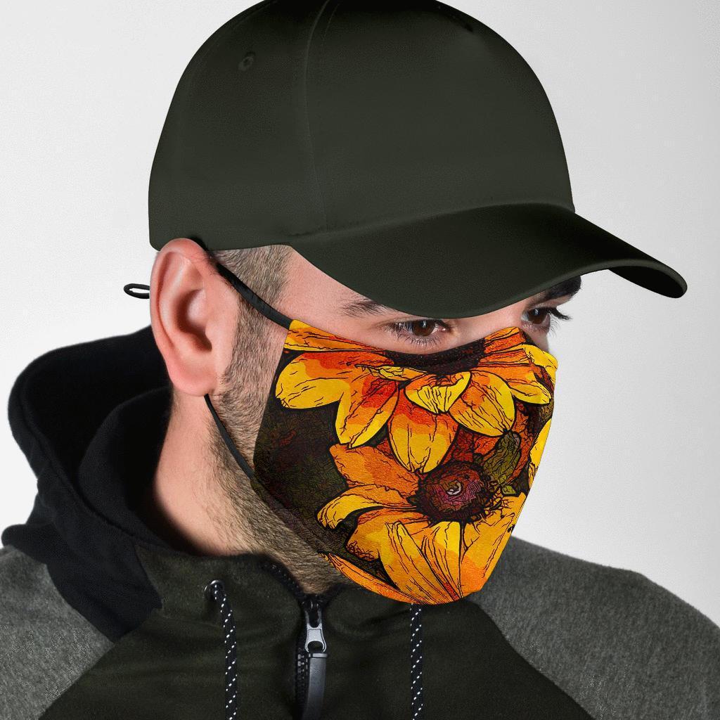 Sunflower Print Pattern Face Mask-grizzshop