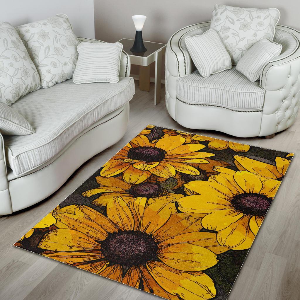 Sunflower Print Pattern Floor Mat-grizzshop